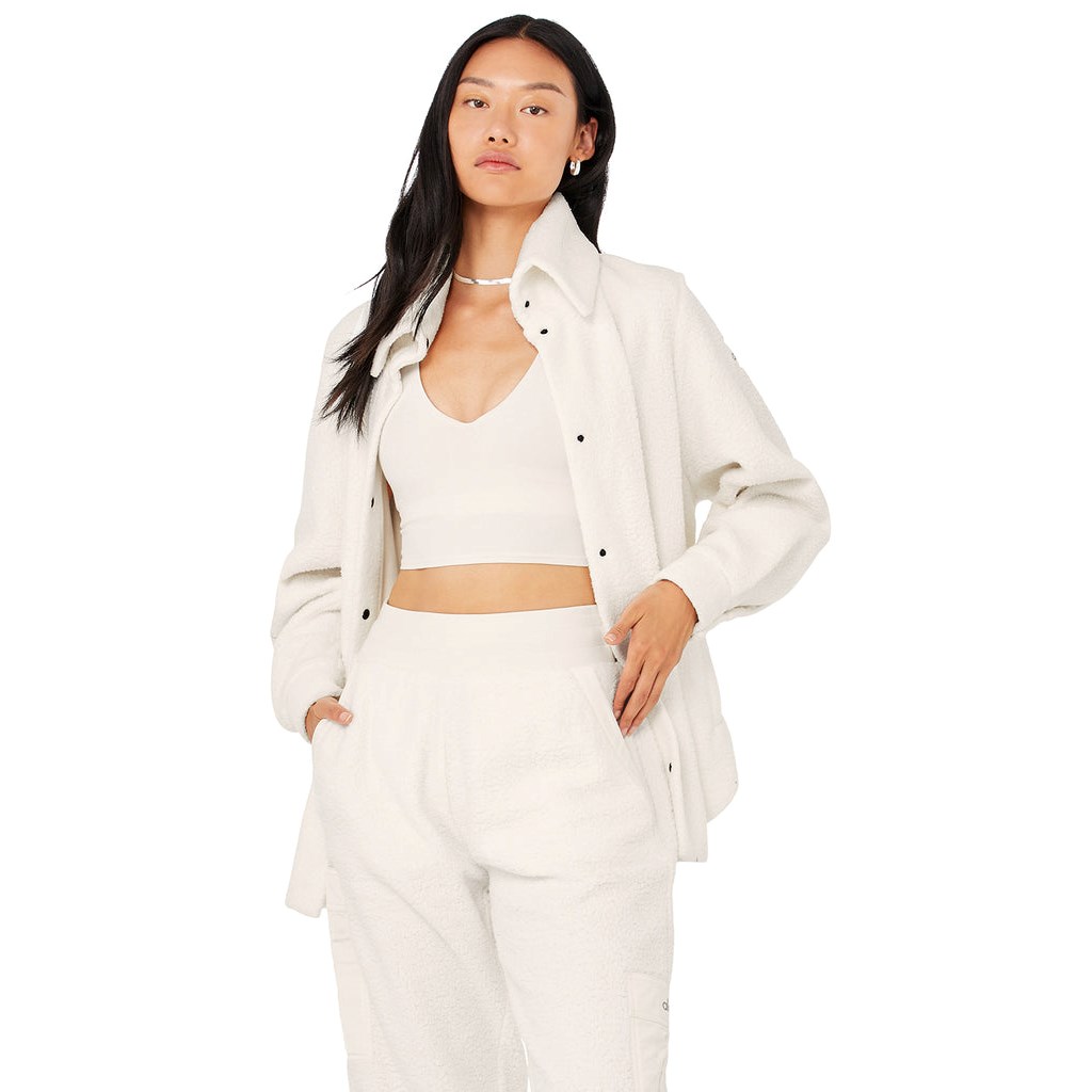 Chaquetas Alo Yoga Micro Sherpa Envy Shacket Mujer Blancos | TPJW97613