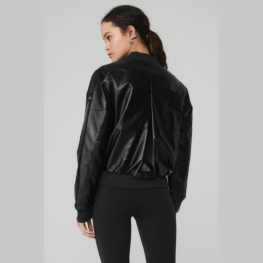 Chaquetas Alo Yoga Night Life Bomber Mujer Negros | WUQK63024
