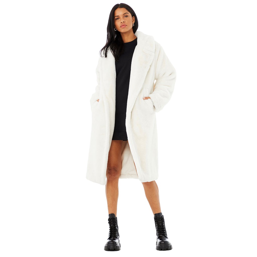 Chaquetas Alo Yoga Oversized Faux Fur Trench Mujer Blancos | DLIM57439