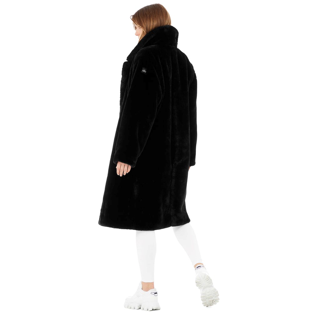 Chaquetas Alo Yoga Oversized Faux Fur Trench Mujer Negros | EOKN06245