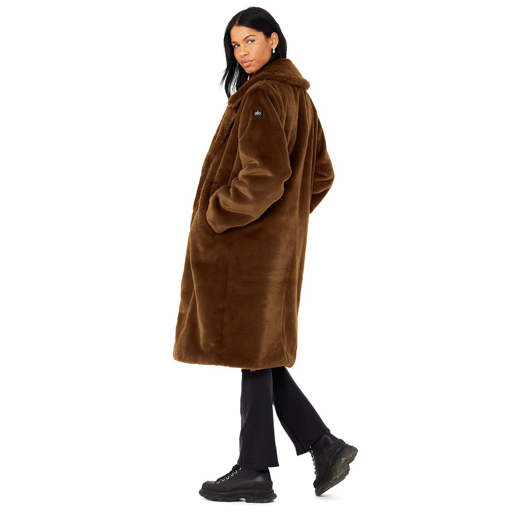 Chaquetas Alo Yoga Oversized Faux Fur Trench Mujer Marrom | XSJA10453