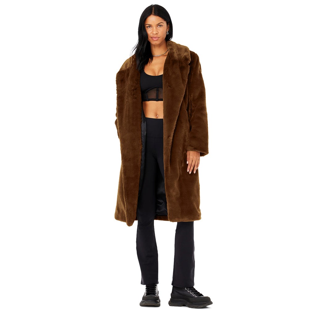 Chaquetas Alo Yoga Oversized Faux Fur Trench Mujer Marrom | XSJA10453