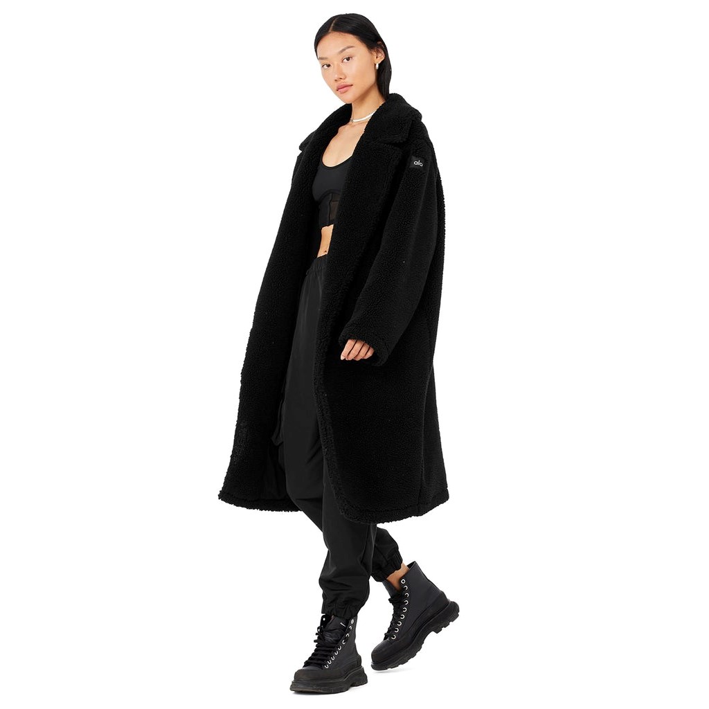 Chaquetas Alo Yoga Oversized Sherpa Trench Mujer Negros | ACZW37602