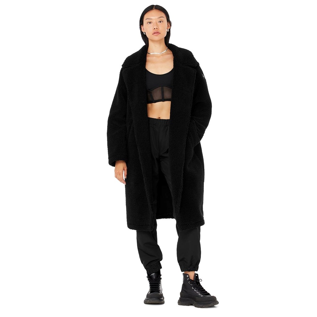 Chaquetas Alo Yoga Oversized Sherpa Trench Mujer Negros | ACZW37602