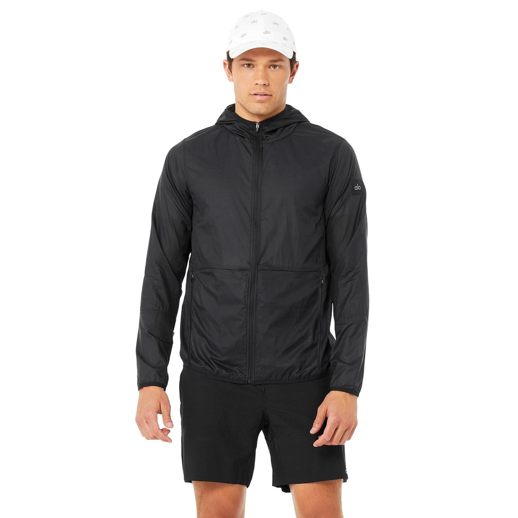 Chaquetas Alo Yoga Repeat Correr Hombre Negros | URAO83129
