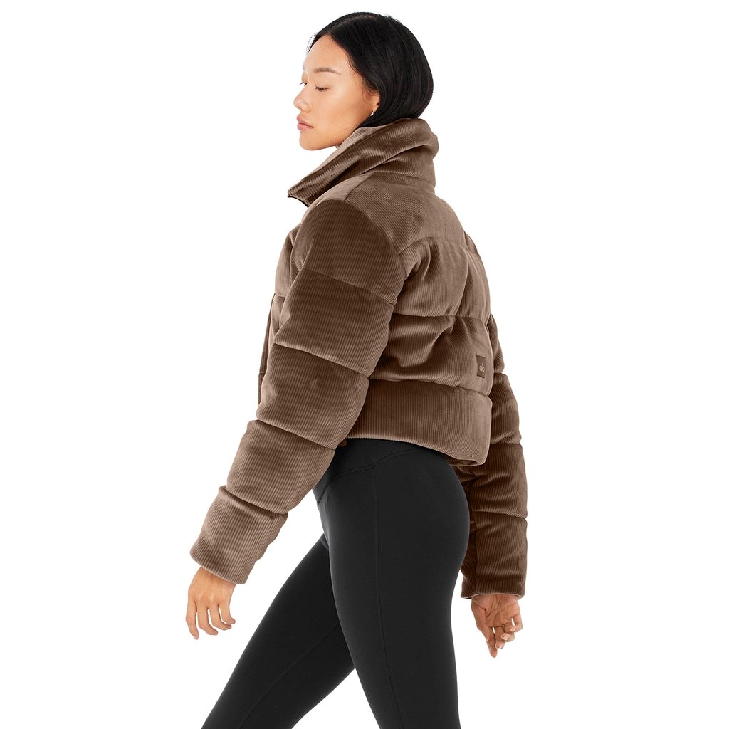 Chaquetas Alo Yoga Ribbed Velour Gold Rush Puffer Mujer Marrom | MFGA02617