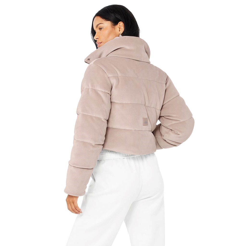 Chaquetas Alo Yoga Ribbed Velour Gold Rush Puffer Mujer Rosas | TLFC98452