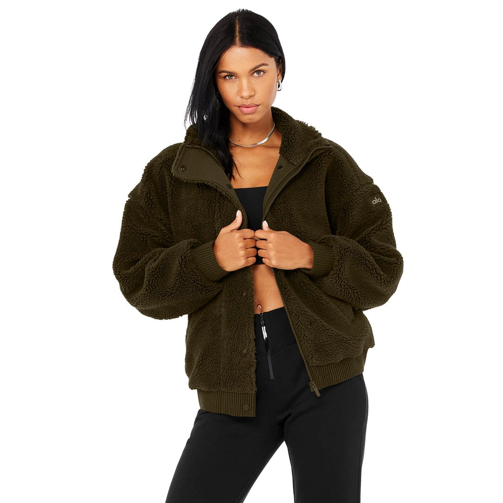 Chaquetas Alo Yoga Sherpa Varsity Mujer Verdes | GPBW74608