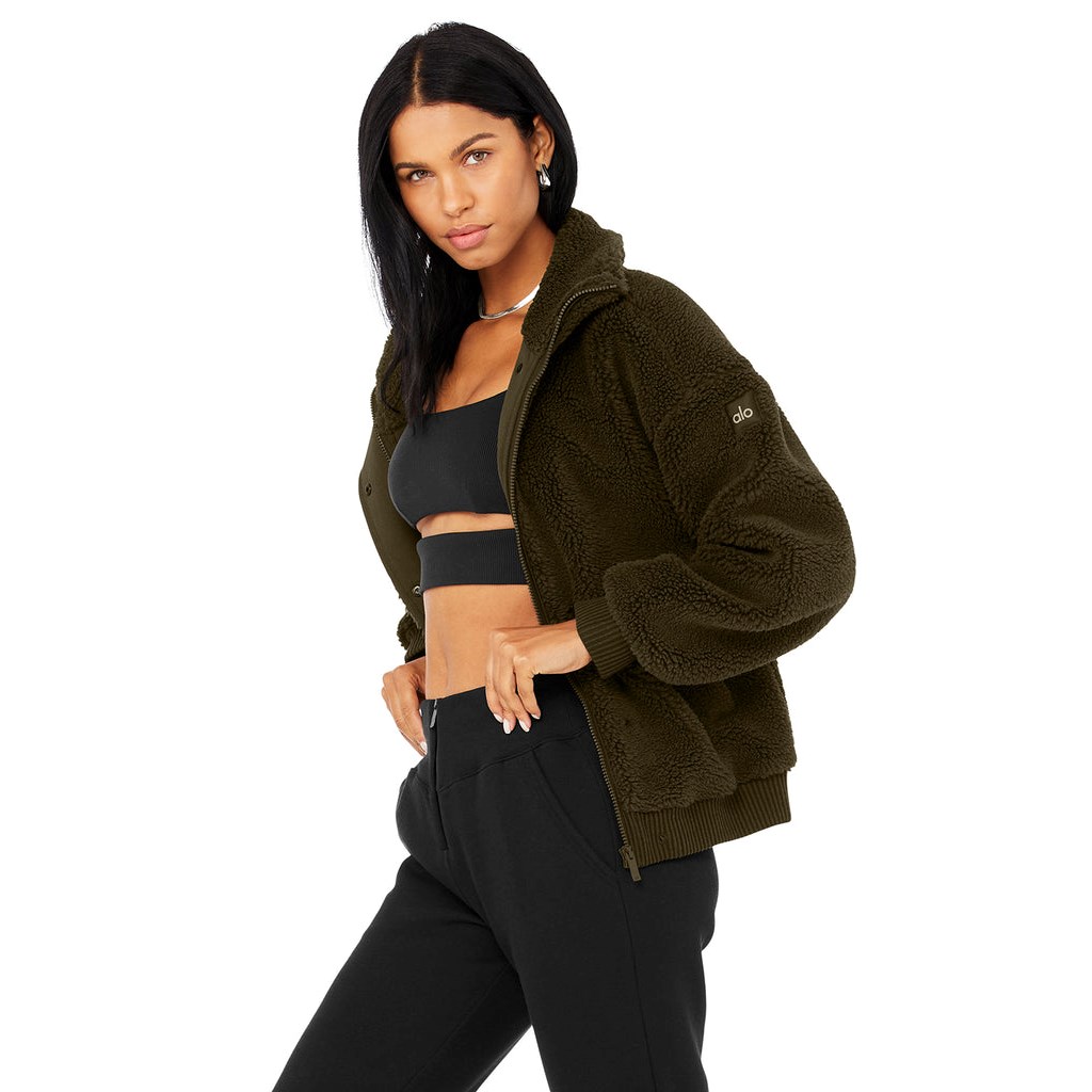 Chaquetas Alo Yoga Sherpa Varsity Mujer Verdes | GPBW74608