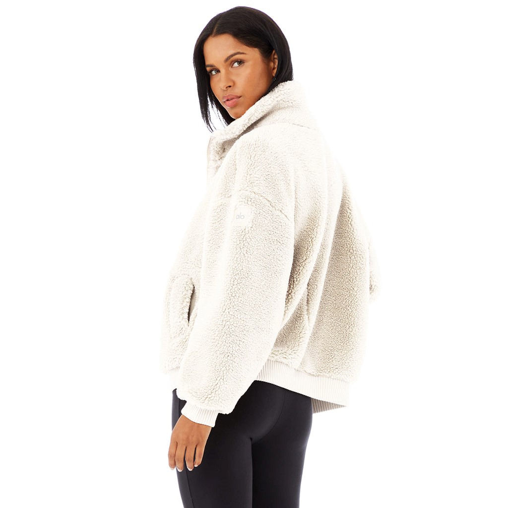 Chaquetas Alo Yoga Sherpa Varsity Mujer Blancos | JALY70842
