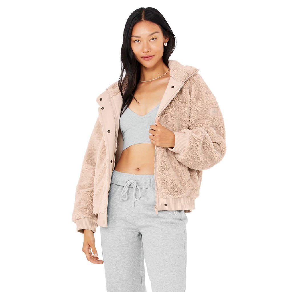 Chaquetas Alo Yoga Sherpa Varsity Mujer Rosas | NPBW09478