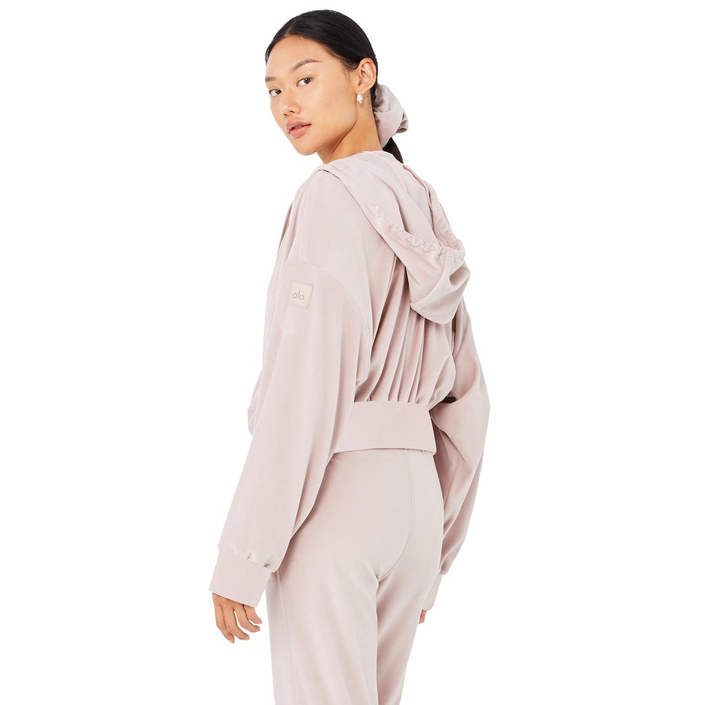Chaquetas Alo Yoga Velour Glimmer Full Zip Mujer Rosas | SXTV70985
