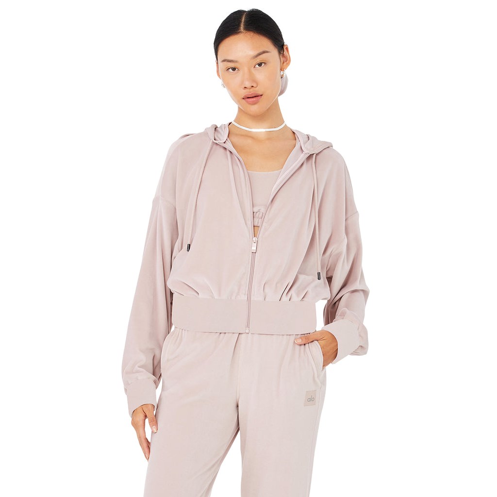 Chaquetas Alo Yoga Velour Glimmer Full Zip Mujer Rosas | SXTV70985