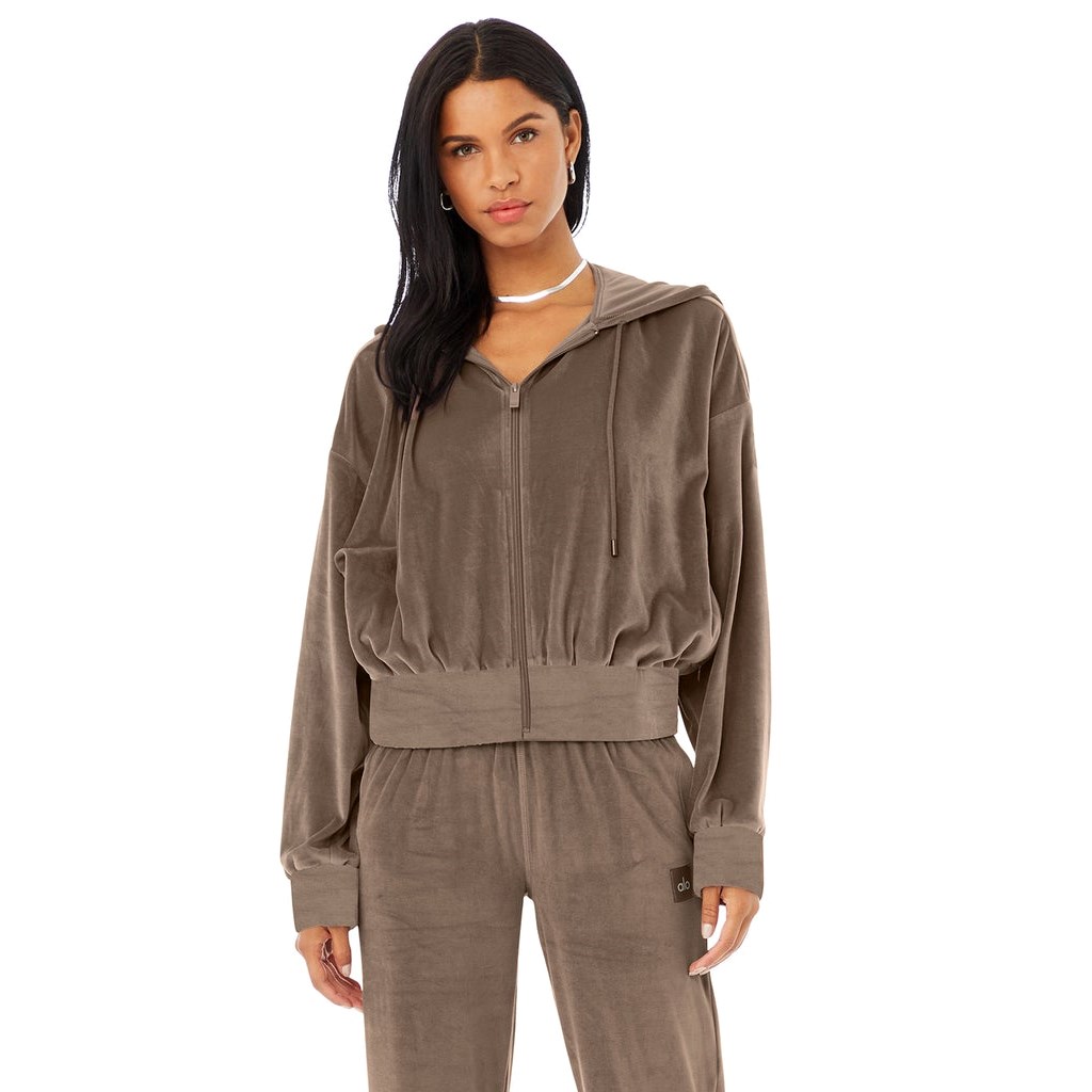 Chaquetas Alo Yoga Velour Glimmer Full Zip Mujer Marrom | UHKO05423