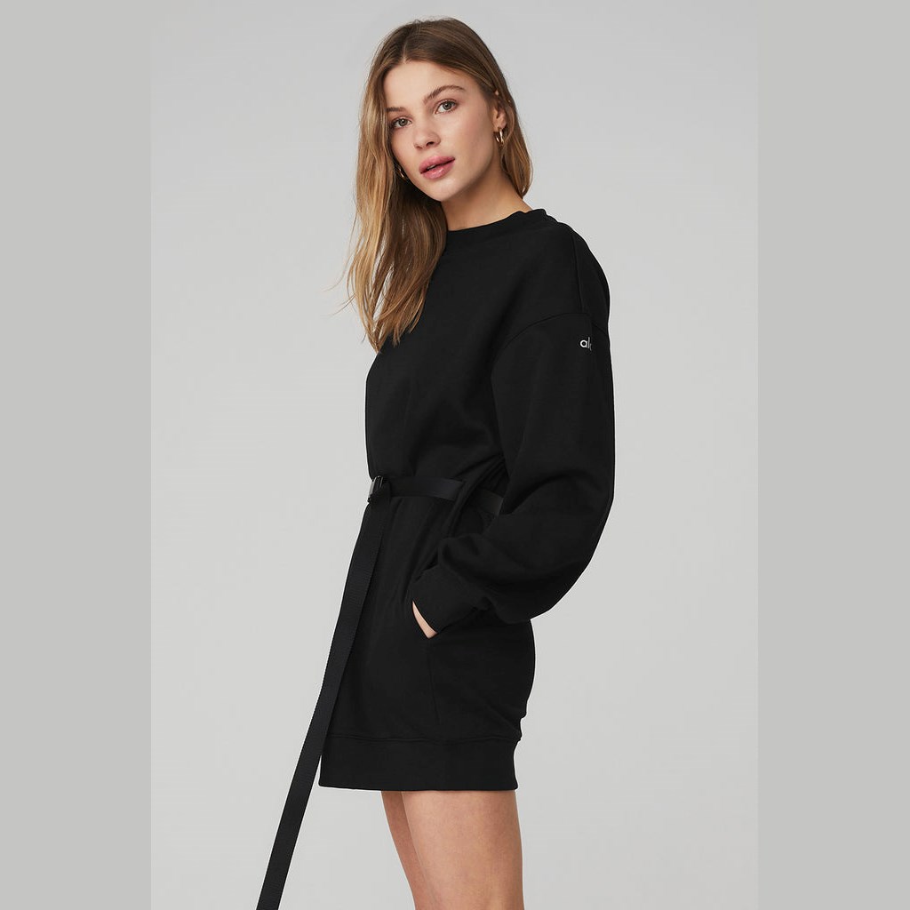 Dress Alo Yoga Cityscape Sweatshirt Vestido Mujer Negros | JRGK49728