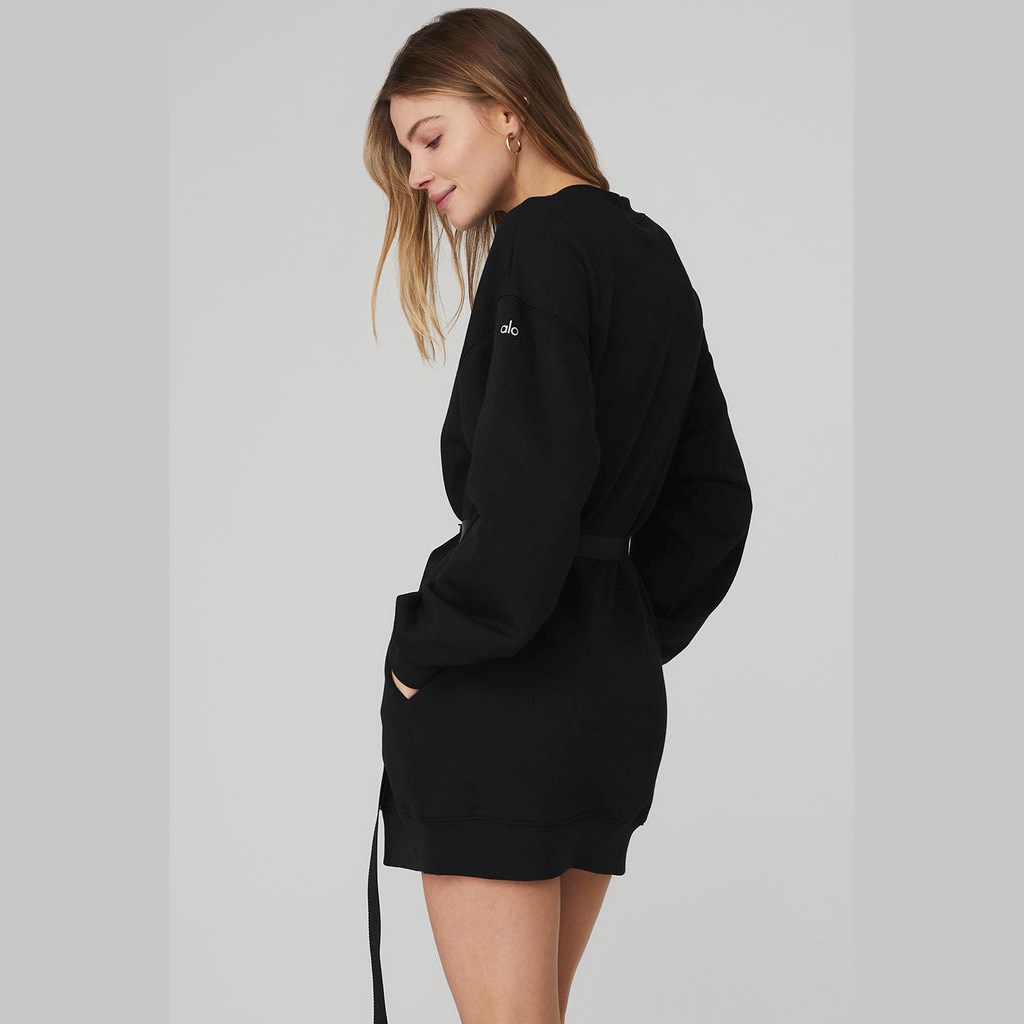 Dress Alo Yoga Cityscape Sweatshirt Vestido Mujer Negros | JRGK49728