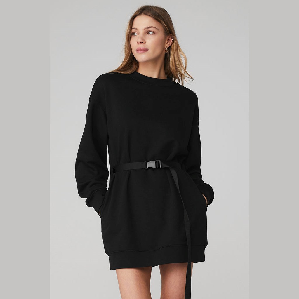 Dress Alo Yoga Cityscape Sweatshirt Vestido Mujer Negros | JRGK49728