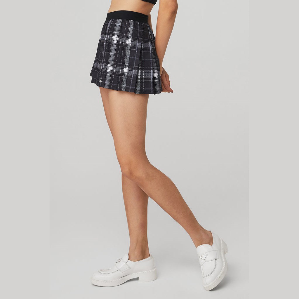 Falda Alo Yoga Legacy Plaid Varsity Tenis Mujer Negros | KJPL17230