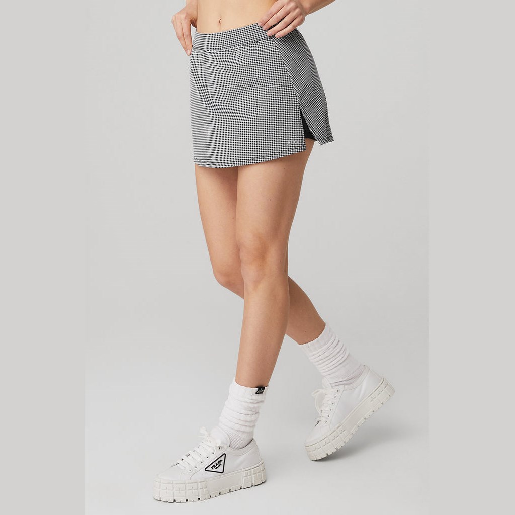 Falda Alo Yoga Micro Houndstooth Tenis Mujer Negros | UMYZ40279