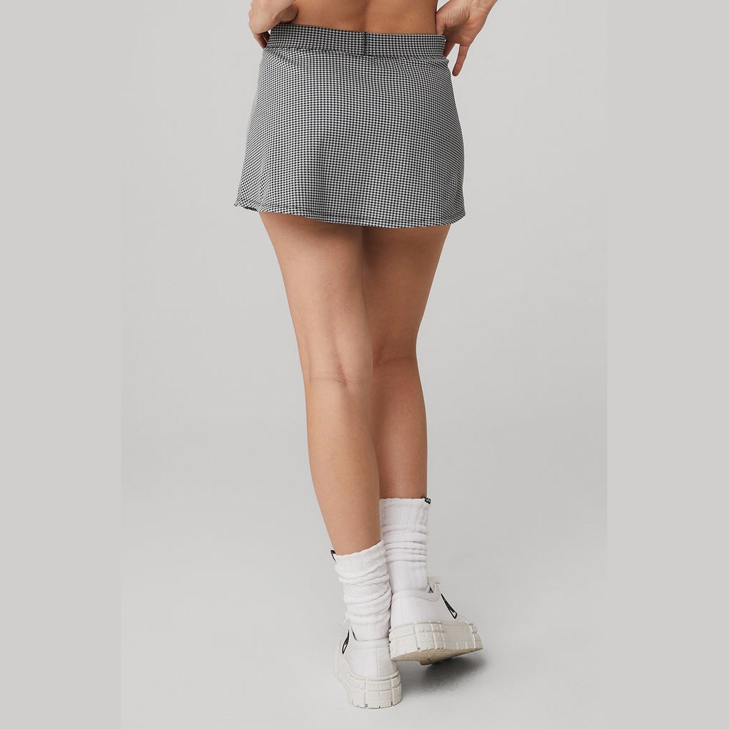 Falda Alo Yoga Micro Houndstooth Tenis Mujer Negros | UMYZ40279