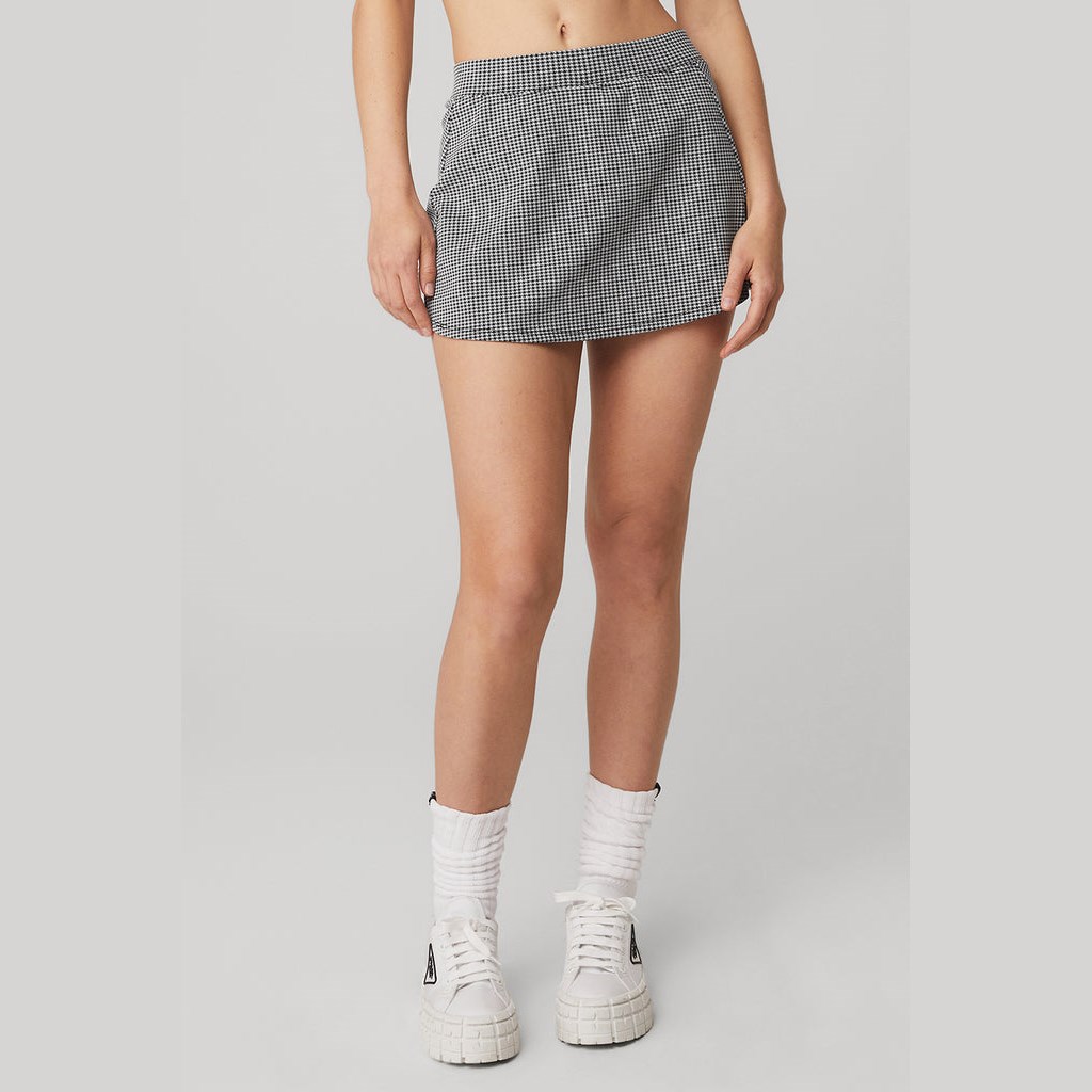 Falda Alo Yoga Micro Houndstooth Tenis Mujer Negros | UMYZ40279