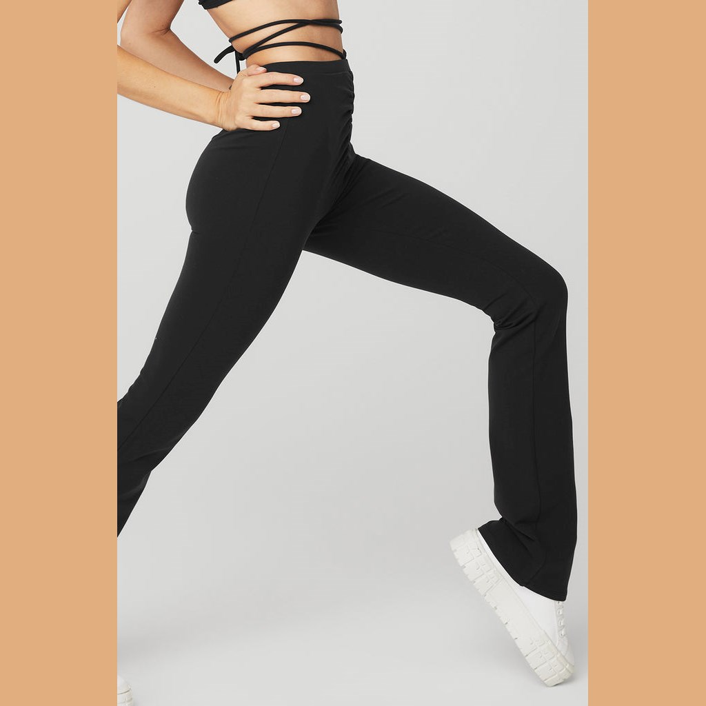 Leggins Alo Yoga Airbrush High-Cintura Cinch Flare Mujer Negros | BLHJ56289