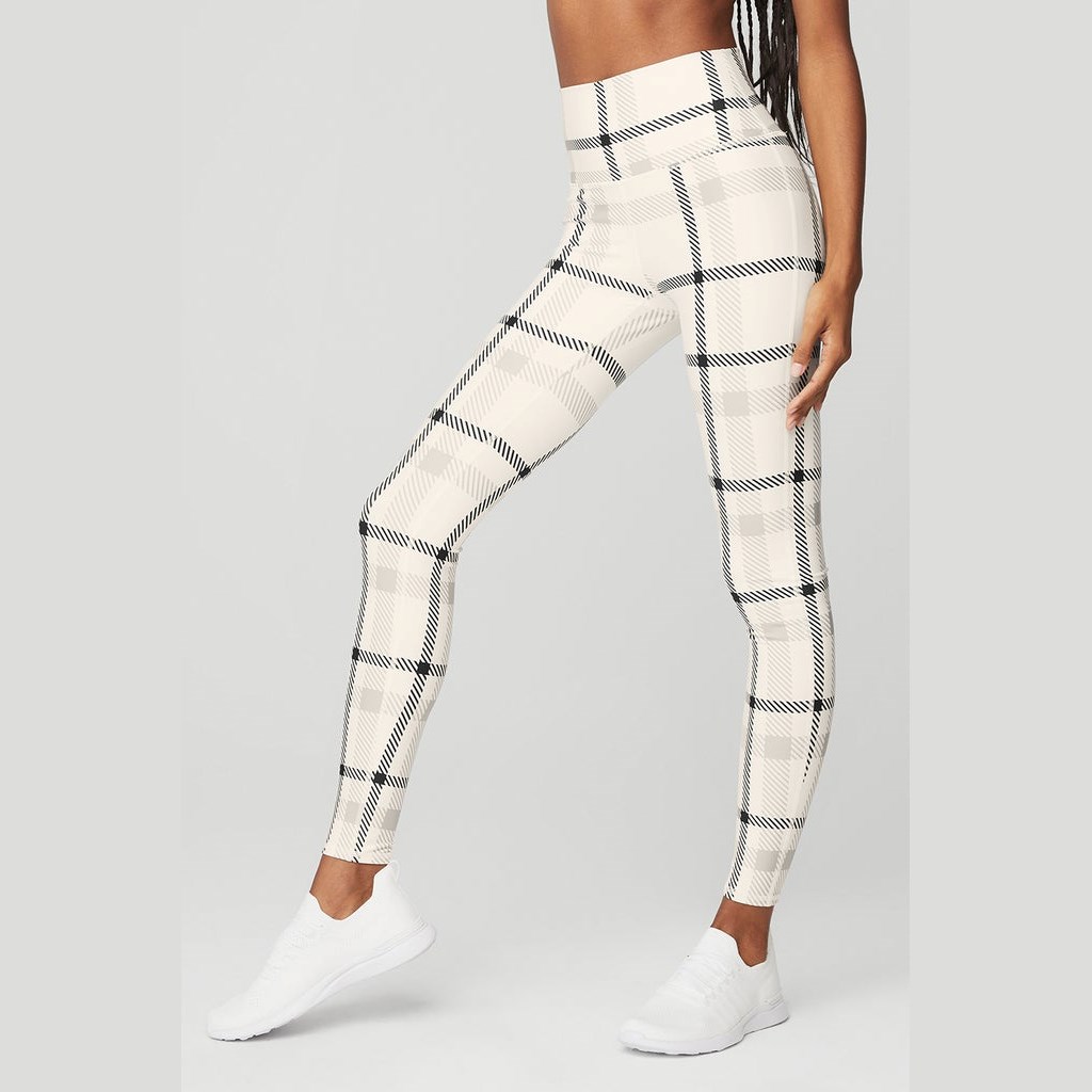 Leggins Alo Yoga Airlift High-Cintura Magnified Plaid Mujer Blancos | MBWL42570