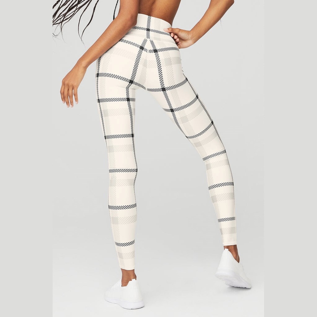 Leggins Alo Yoga Airlift High-Cintura Magnified Plaid Mujer Blancos | MBWL42570