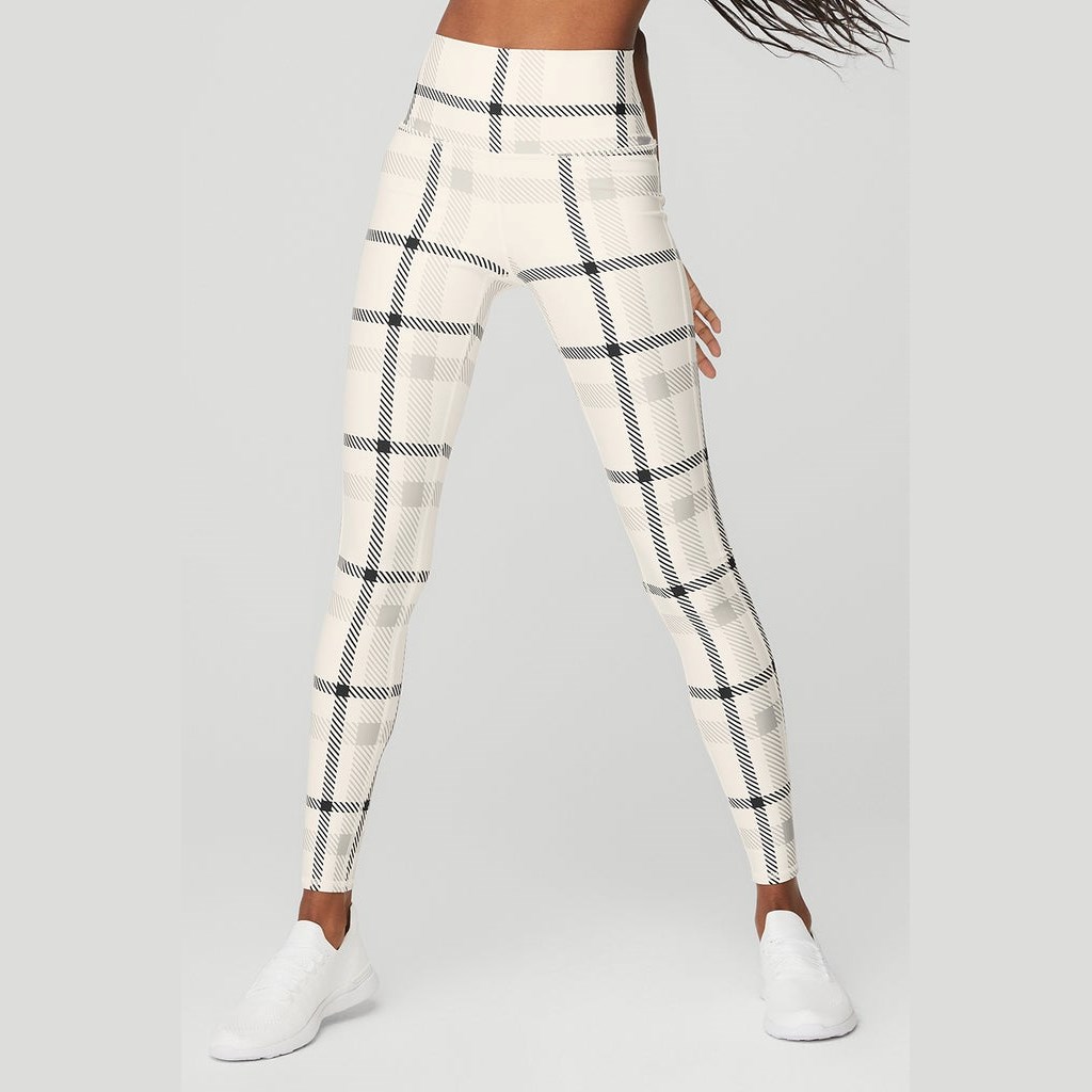 Leggins Alo Yoga Airlift High-Cintura Magnified Plaid Mujer Blancos | MBWL42570