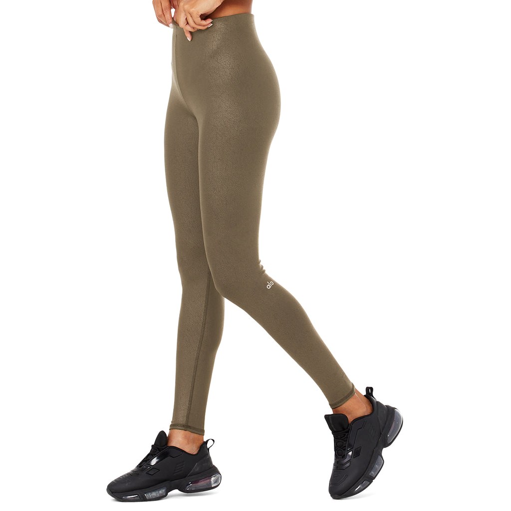 Leggins Alo Yoga Faux Cuero Airbrush High-Cintura Mujer Marrom | PQLF75683