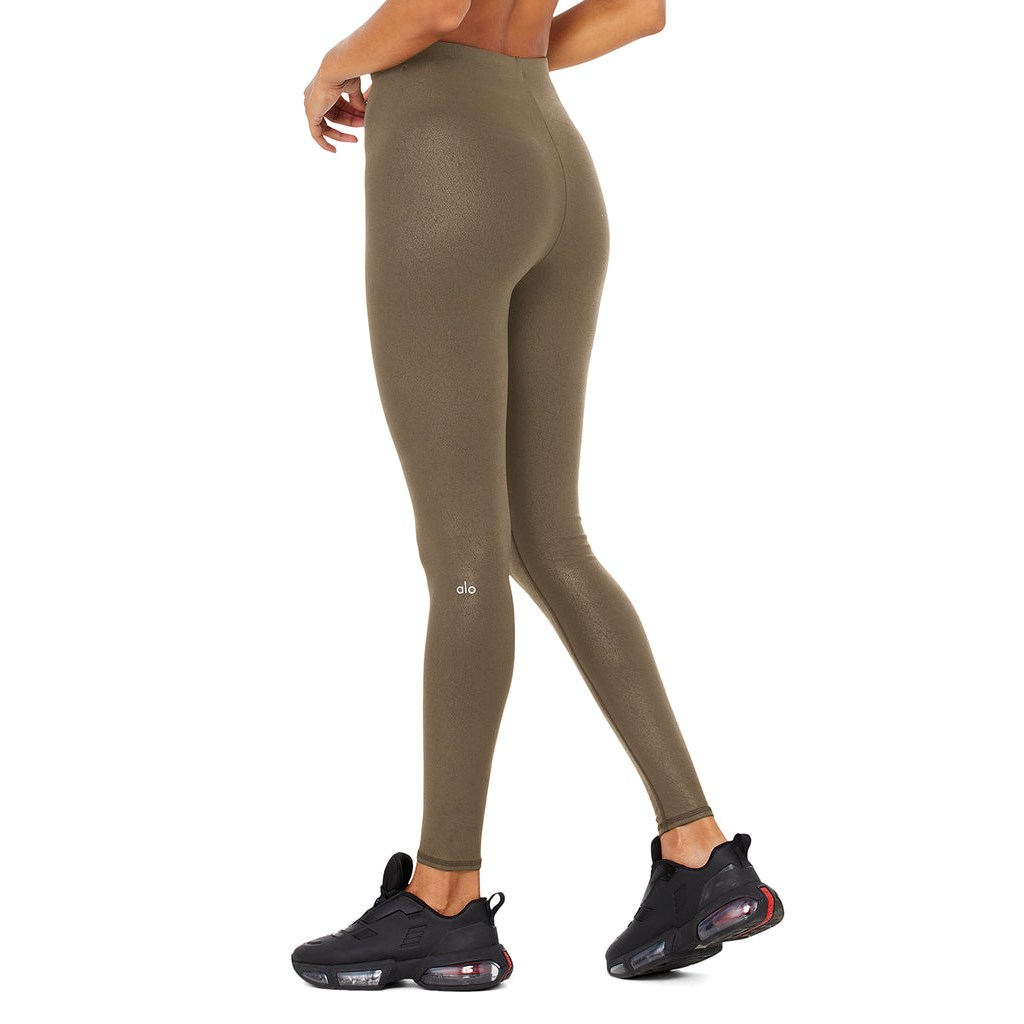 Leggins Alo Yoga Faux Cuero Airbrush High-Cintura Mujer Marrom | PQLF75683