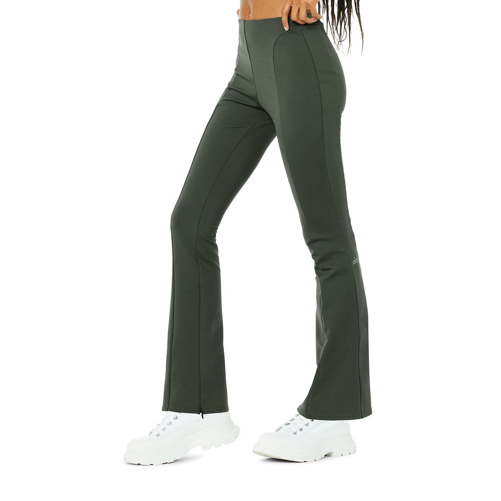 Leggins Alo Yoga High-Cintura 7/8 Zip It Flare Mujer Verdes | DEQV75681