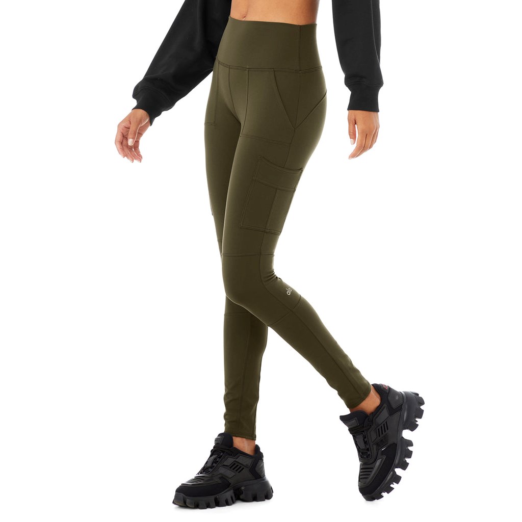 Leggins Alo Yoga High-Cintura Cargo Mujer Verdes | NPVK16089