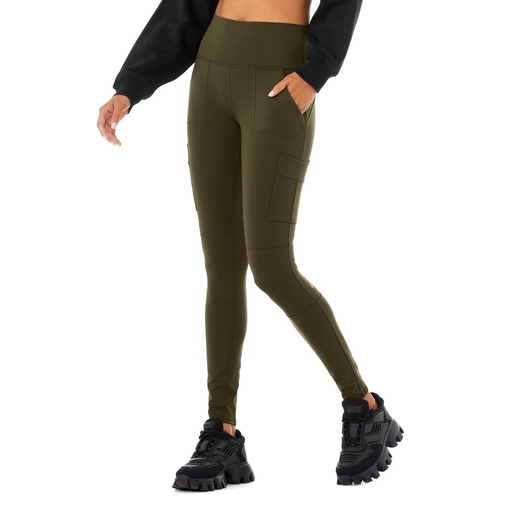 Leggins Alo Yoga High-Cintura Cargo Mujer Verdes | NPVK16089