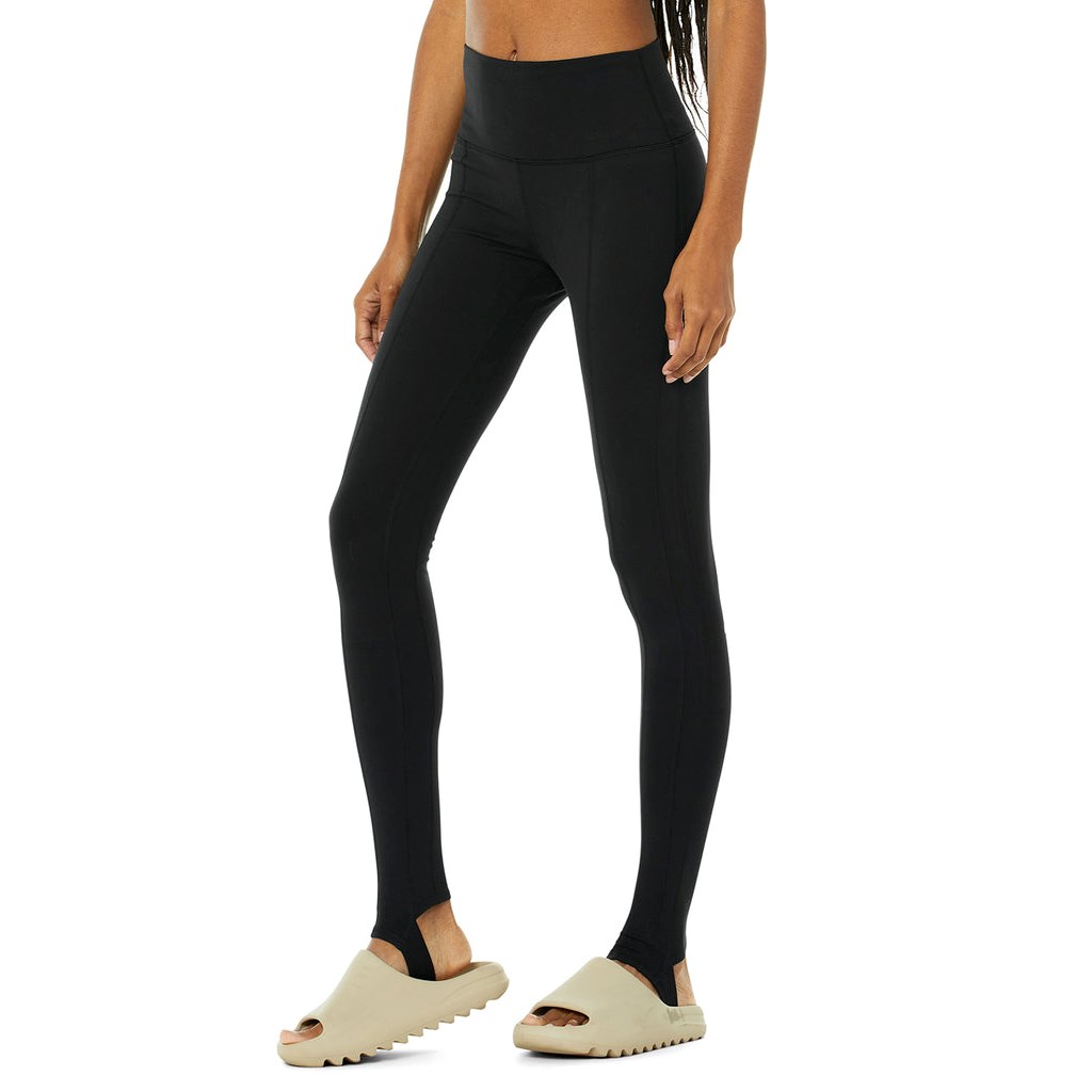 Leggins Alo Yoga High-Cintura Invierno Warmth Plush Stirrup Mujer Negros | PAKQ89465