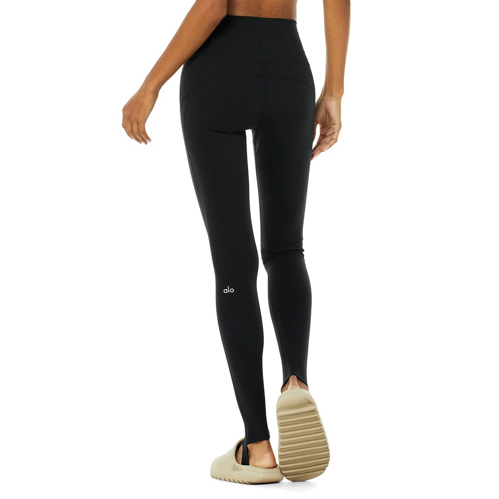 Leggins Alo Yoga High-Cintura Invierno Warmth Plush Stirrup Mujer Negros | PAKQ89465
