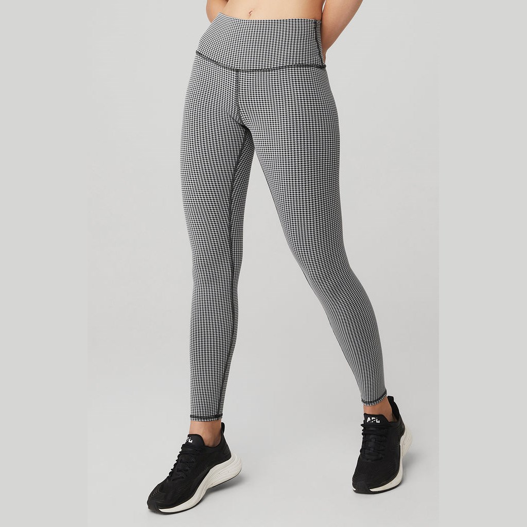 Leggins Alo Yoga High-Cintura Micro Houndstooth Mujer Negros | QKJF98715