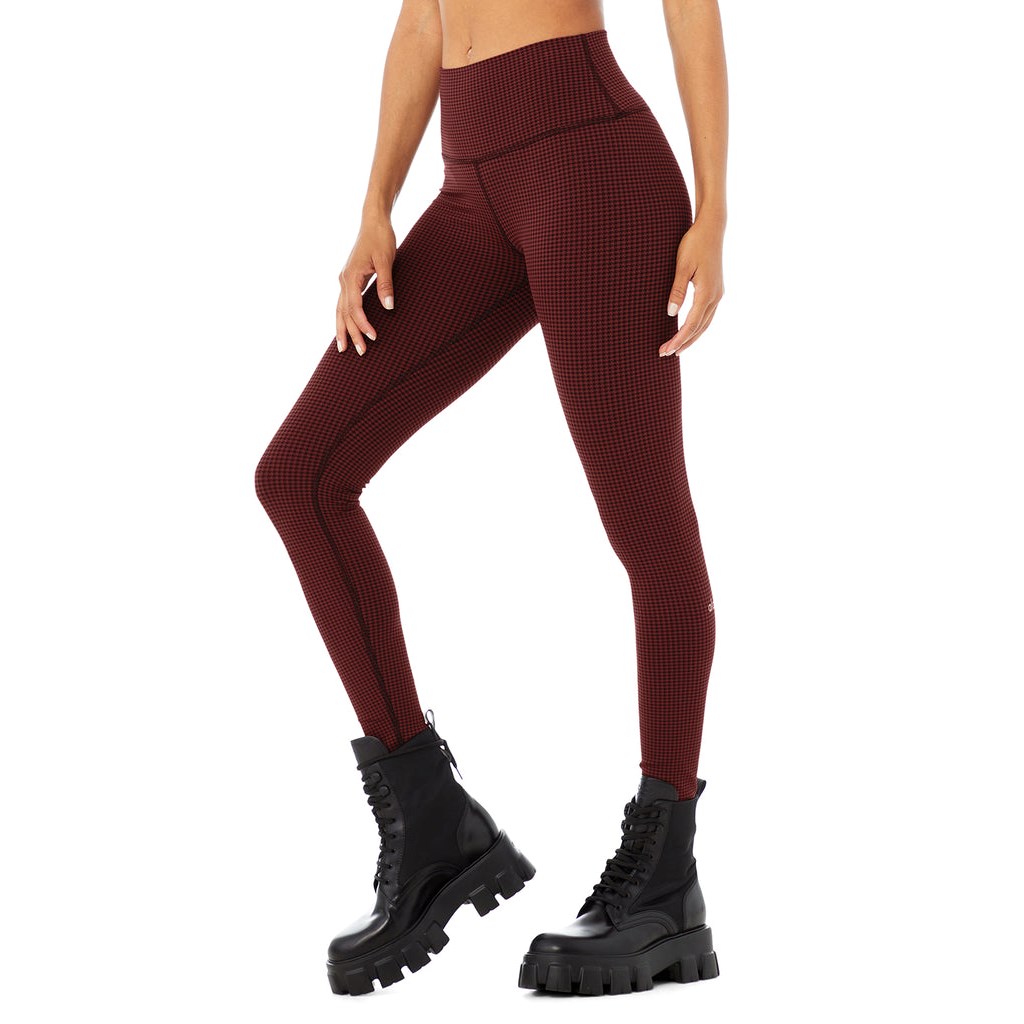 Leggins Alo Yoga High-Cintura Micro Houndstooth Mujer Rojos | SVJH45931