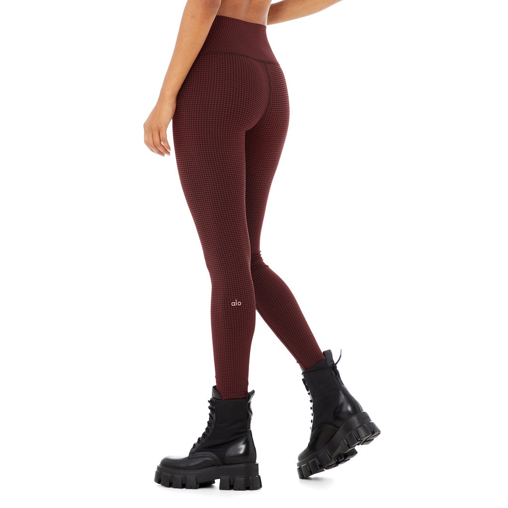 Leggins Alo Yoga High-Cintura Micro Houndstooth Mujer Rojos | SVJH45931