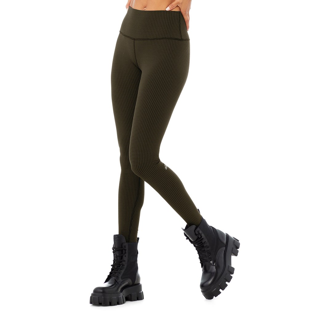 Leggins Alo Yoga High-Cintura Micro Houndstooth Mujer Verdes | TDXV31089