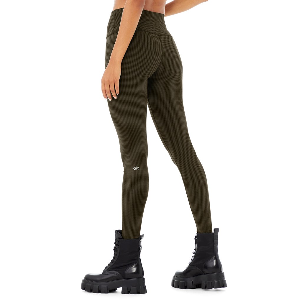 Leggins Alo Yoga High-Cintura Micro Houndstooth Mujer Verdes | TDXV31089