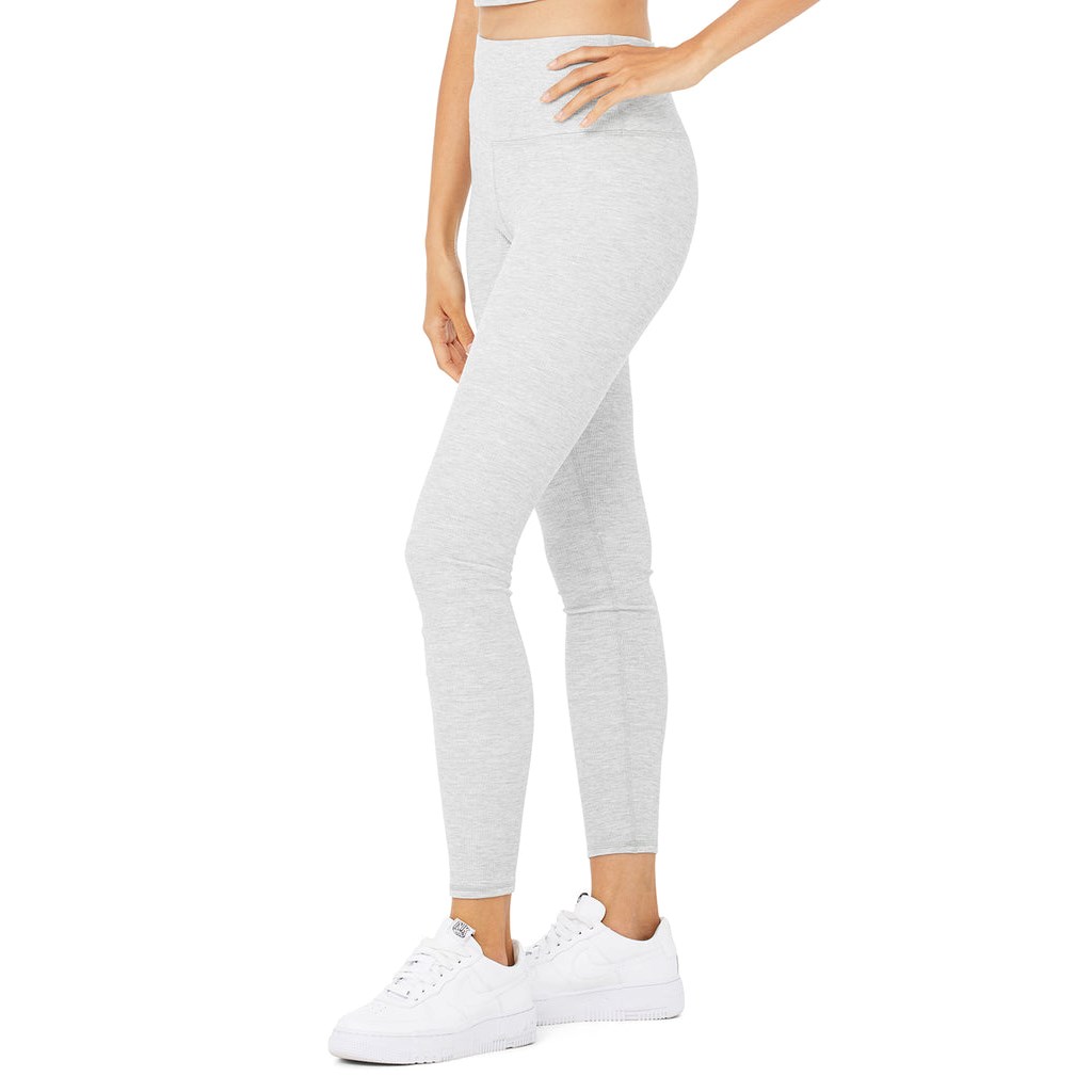 Leggins Alo Yoga High-Cintura Micro Waffle LowKey Mujer Grises | NOLV81203