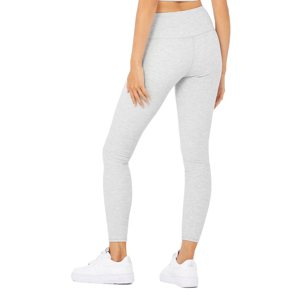 Leggins Alo Yoga High-Cintura Micro Waffle LowKey Mujer Grises | NOLV81203