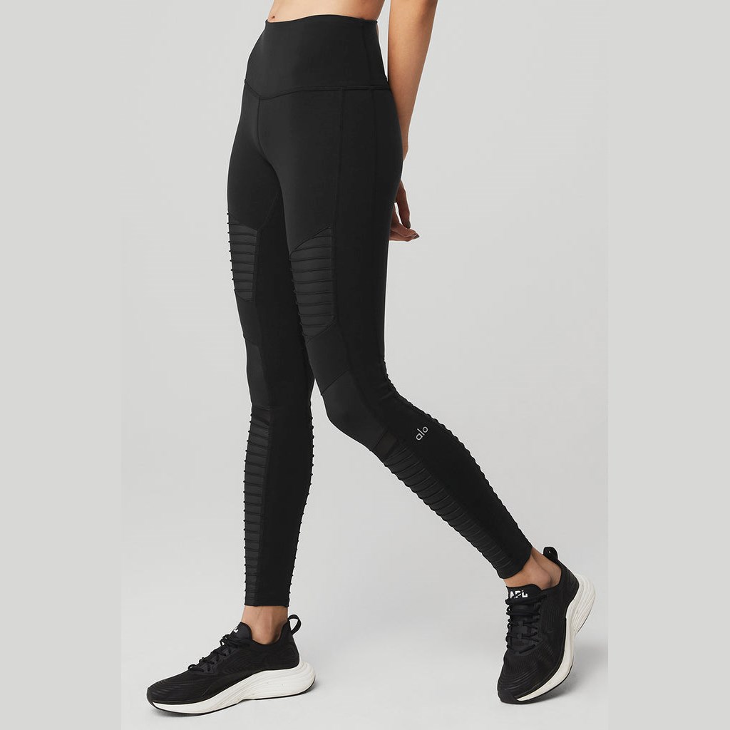 Leggins Alo Yoga High-Cintura Moto Mujer Negros | EMTD58790