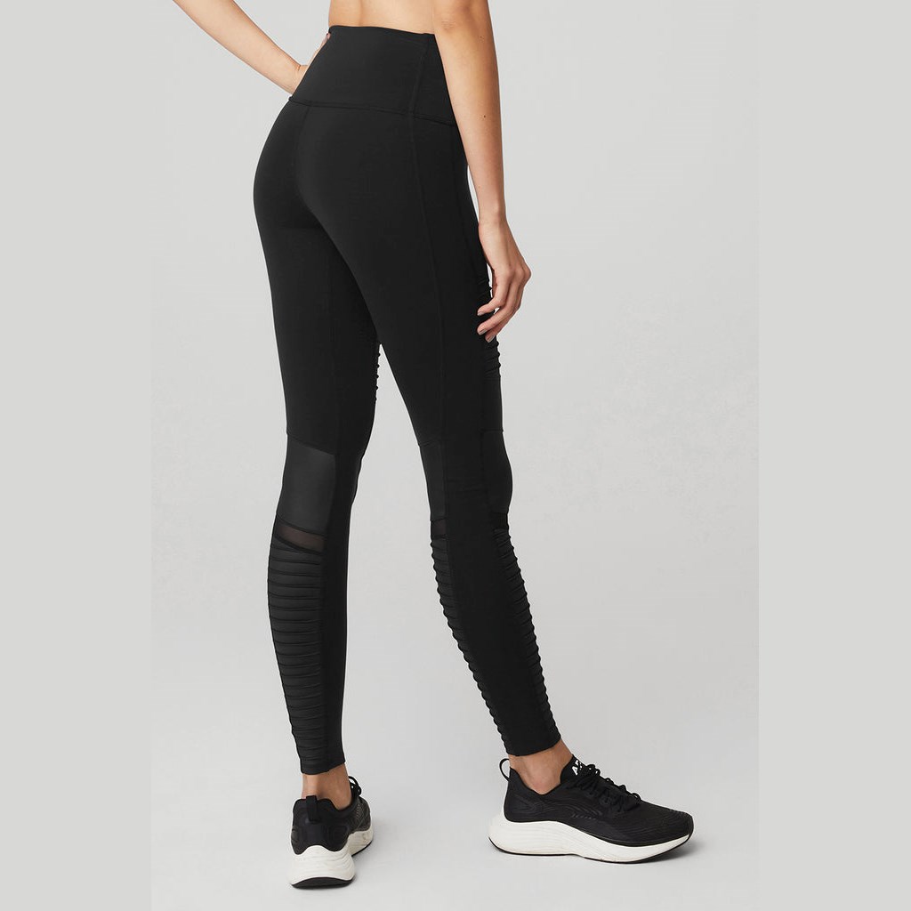 Leggins Alo Yoga High-Cintura Moto Mujer Negros | EMTD58790