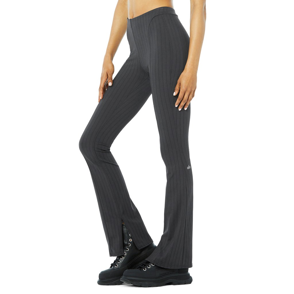 Leggins Alo Yoga High-Cintura Pinstripe Zip It Flare Mujer Grises | SDXO86123