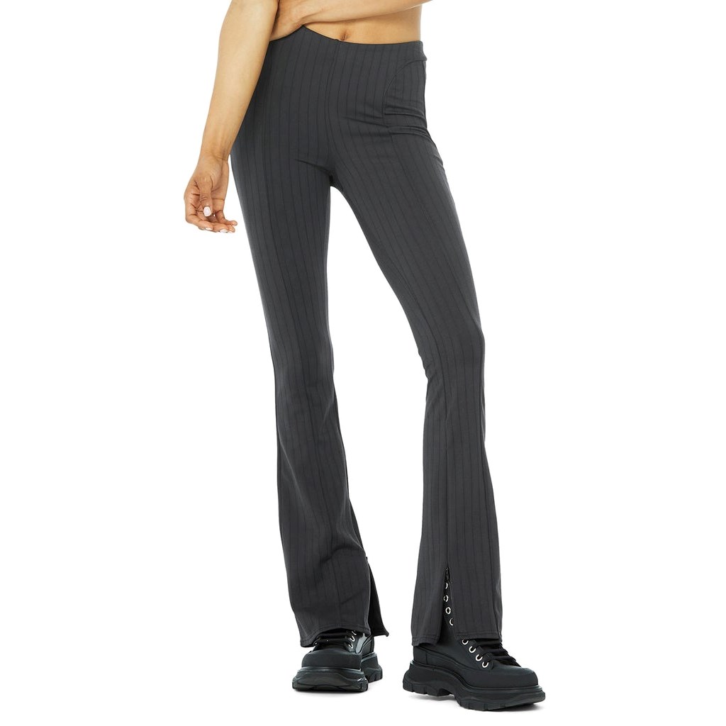 Leggins Alo Yoga High-Cintura Pinstripe Zip It Flare Mujer Grises | SDXO86123