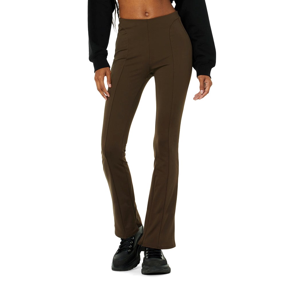 Leggins Alo Yoga High-Cintura Zip It Flare Mujer Marrom | DLCZ30792