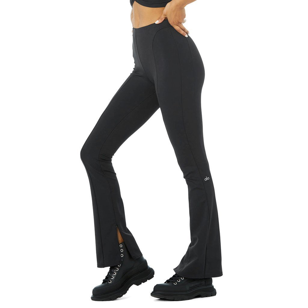 Leggins Alo Yoga High-Cintura Zip It Flare Mujer Negros | DUSJ36287