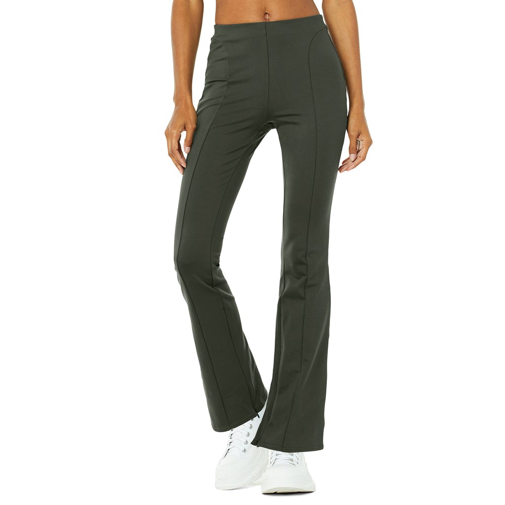 Leggins Alo Yoga High-Cintura Zip It Flare Mujer Verdes | LKAH01639